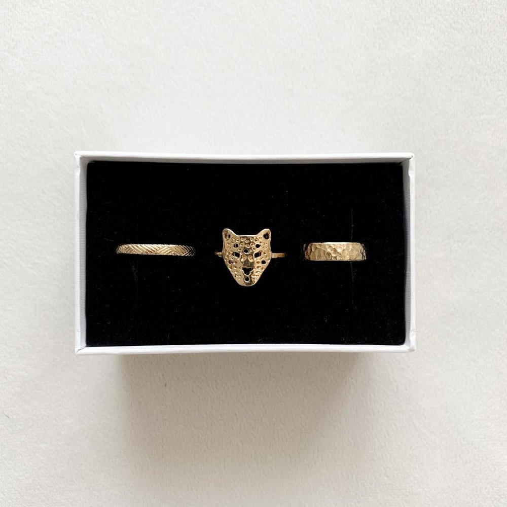 Cheetah Textured Ring Set